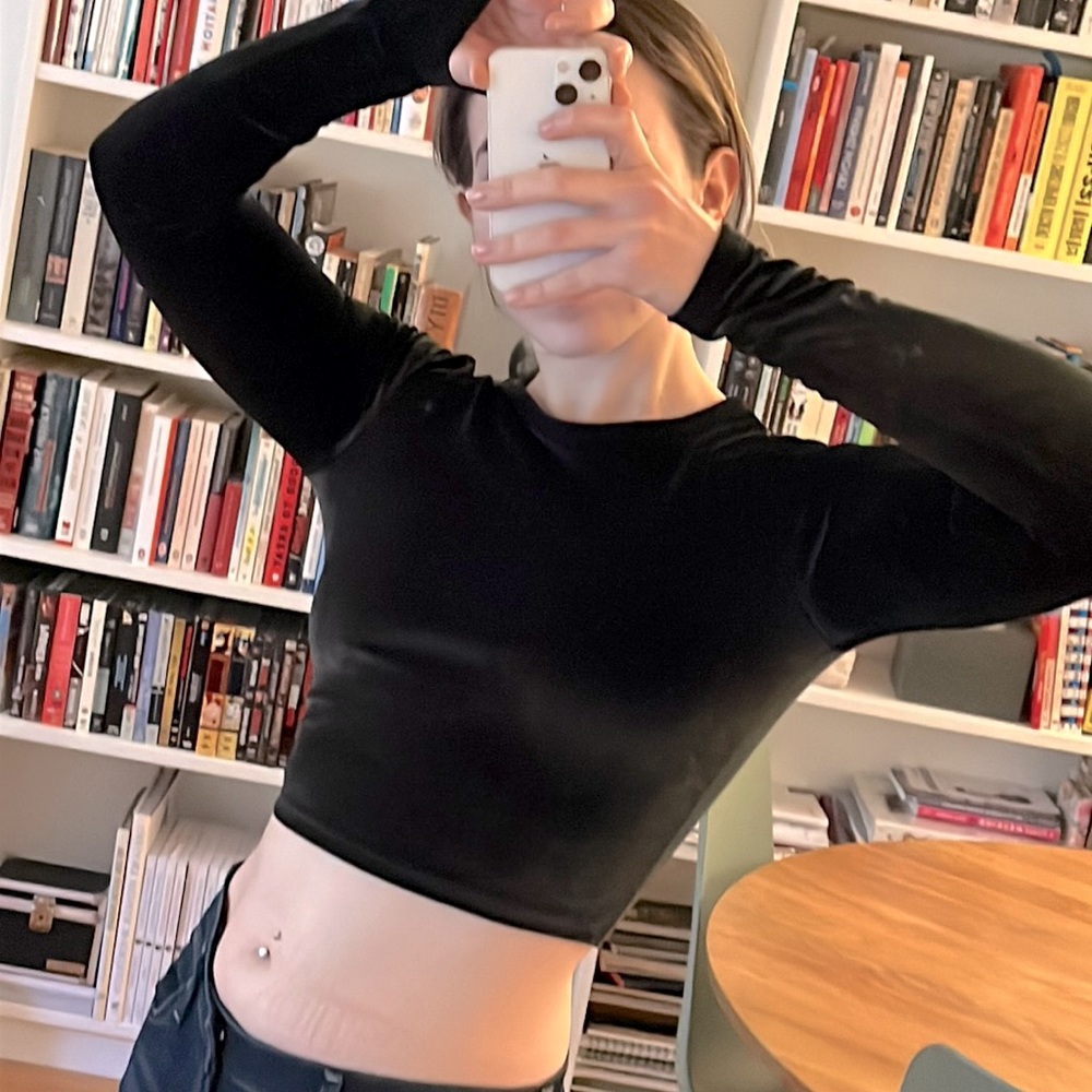 Velvet long sleeve crop top from Aritzia